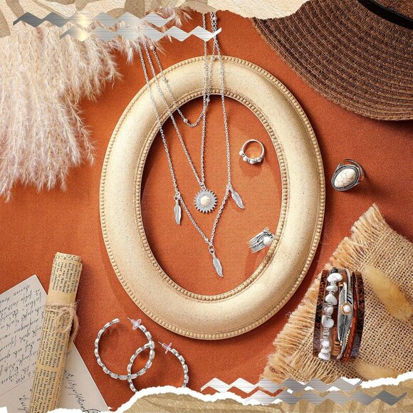 Stunning Bohemian Turquoise Jewelry Set - Necklace, Bracelets, Rings & Earrings - Picture 5 of 6